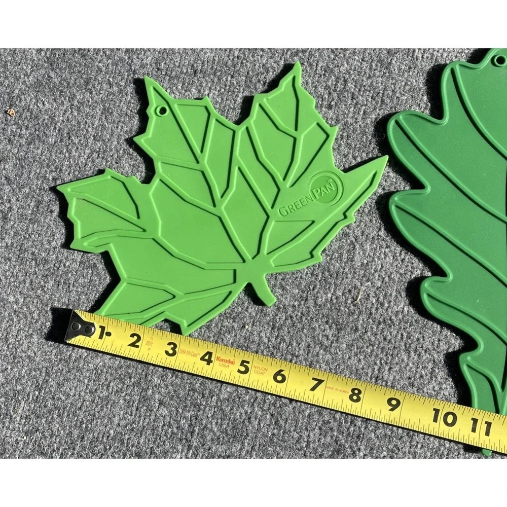 Pair BRAND NEW Green Pan Silicone Green Leaf Trivets Tropical Nature - Picture 9 of 9